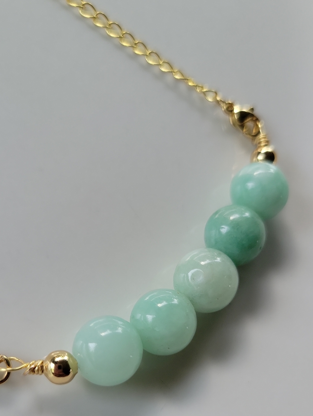 10mm Amazonite Necklace In Gold - Picture 2 of 5